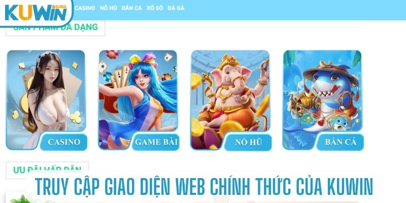 truy cập vào giao diện chính thức của Kuwin